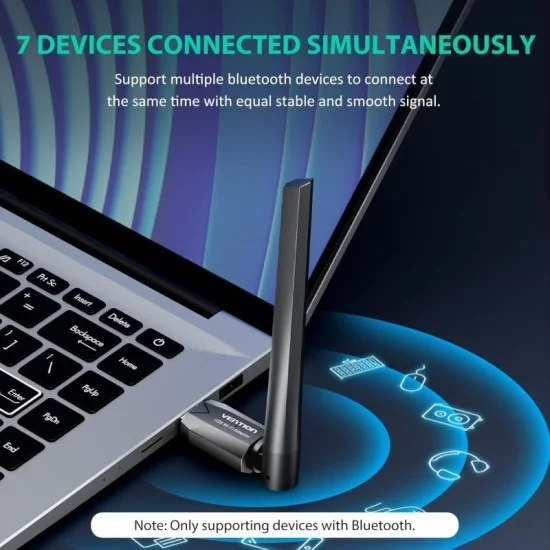 Vention ac650 usb wi-fi dual band network adapter with high gain antenna - black